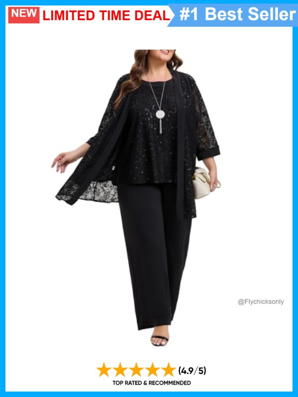 Plus Size Mother of the Bride Pant Suit 3 Piece Lace Sequins Wedding Guest